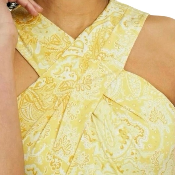 Michael Michael Kors Sleeveless Mini Dress XL – Yellow Floral Paisley, NWT - Picture 6 of 15
